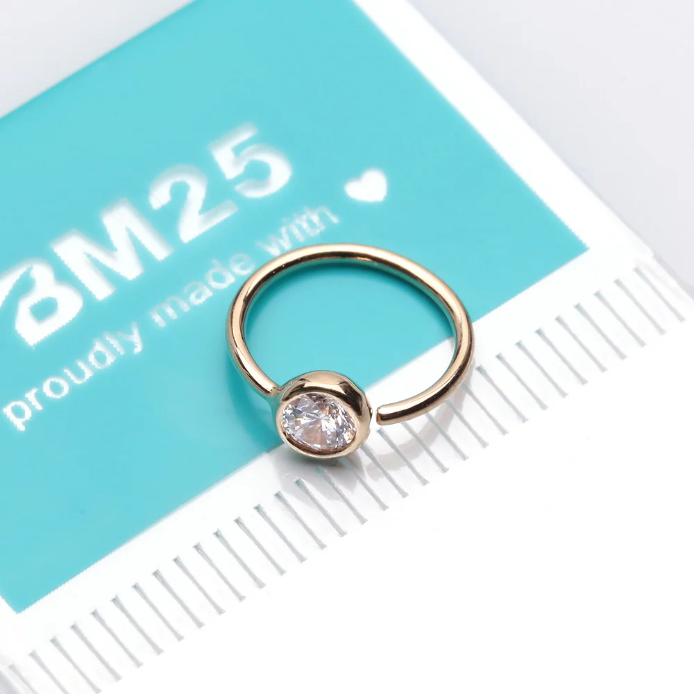 14 Karat Gold Bezel Set Sparkle Gem Bendable Hoop Ring - Image 3
