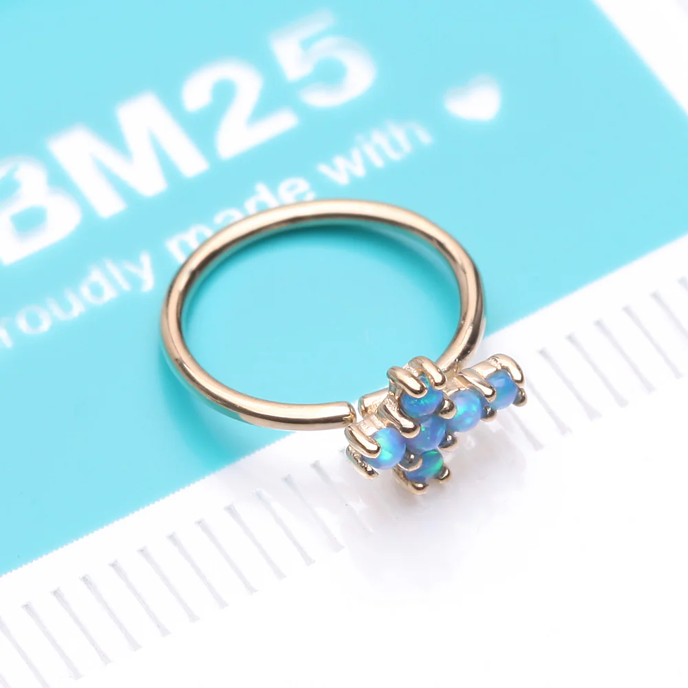 14 Karat Gold Brilliant Fire Opal Cross Bendable Hoop Ring - Image 5