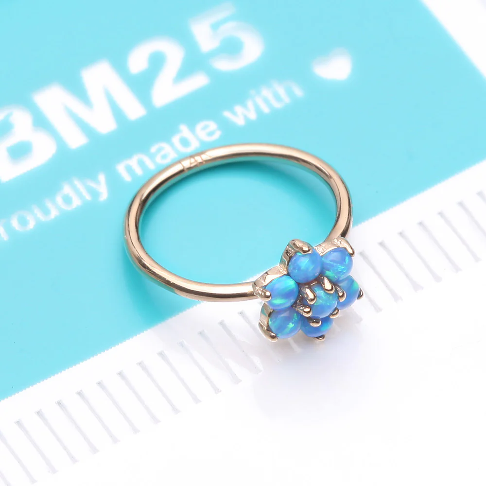 14 Karat Gold Brilliant Fire Opal Spring Flower Bendable Hoop Ring - Image 5