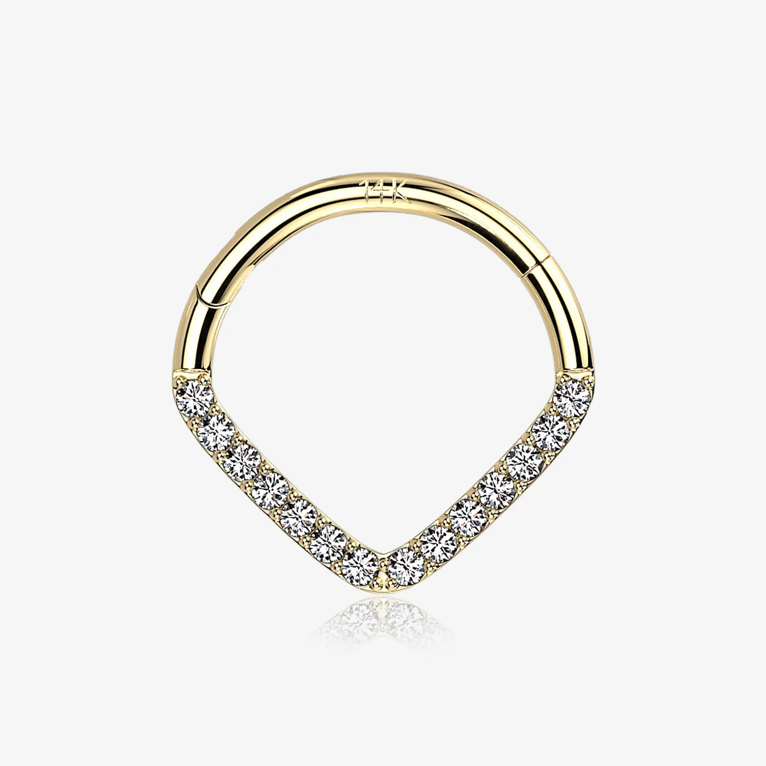 14 Karat Gold Brilliant Sparkle Chevron Clicker Hoop Ring