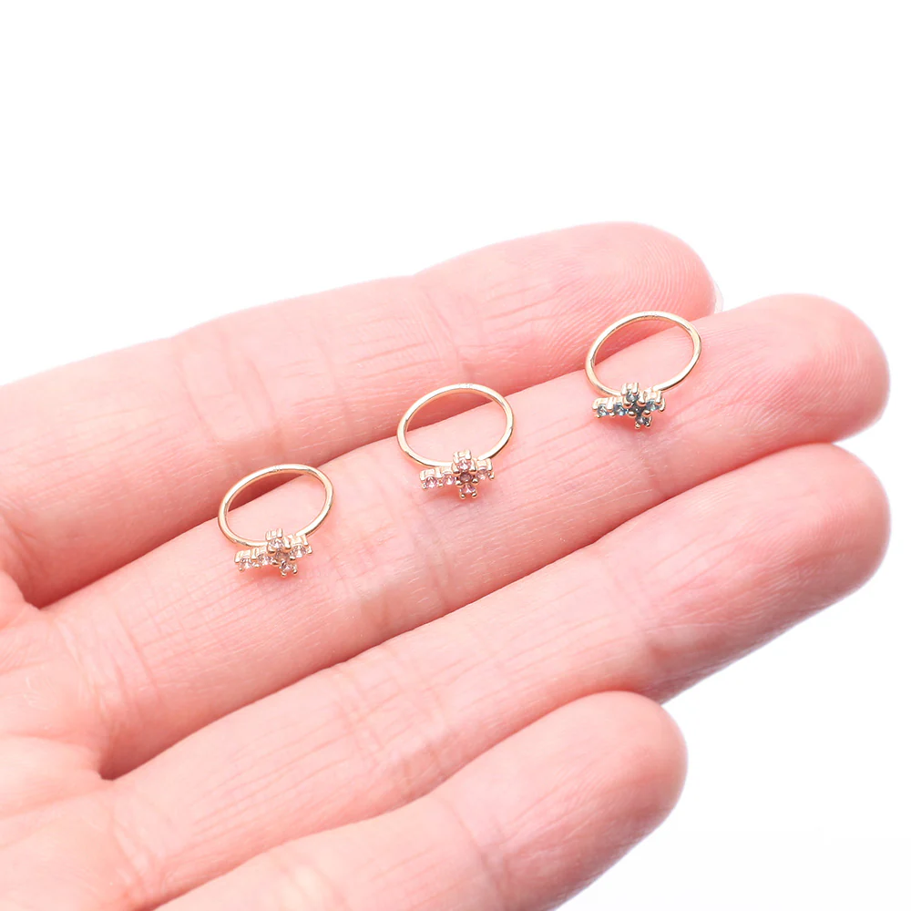 14 Karat Gold Brilliant Sparkle Cross Bendable Hoop Ring - Image 4