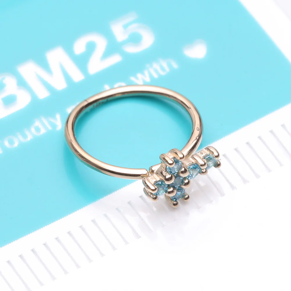 14 Karat Gold Brilliant Sparkle Cross Bendable Hoop Ring - Image 5