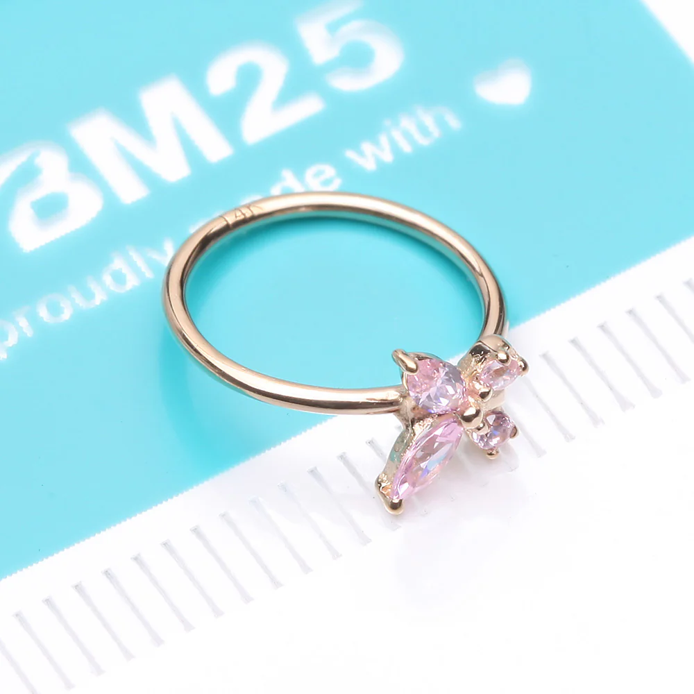 14 Karat Gold Brilliant Sparkle Dainty Butterfly Bendable Hoop Ring - Image 5