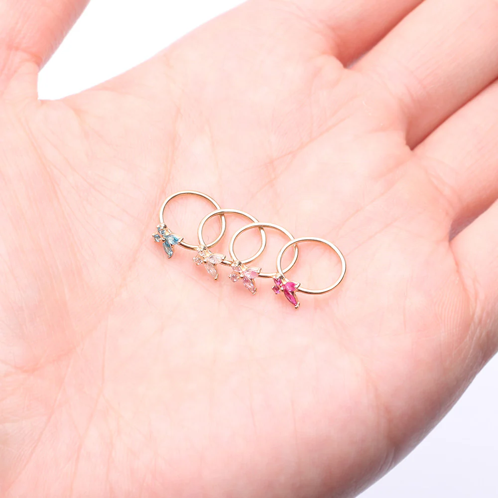 14 Karat Gold Brilliant Sparkle Dainty Butterfly Bendable Hoop Ring - Image 4