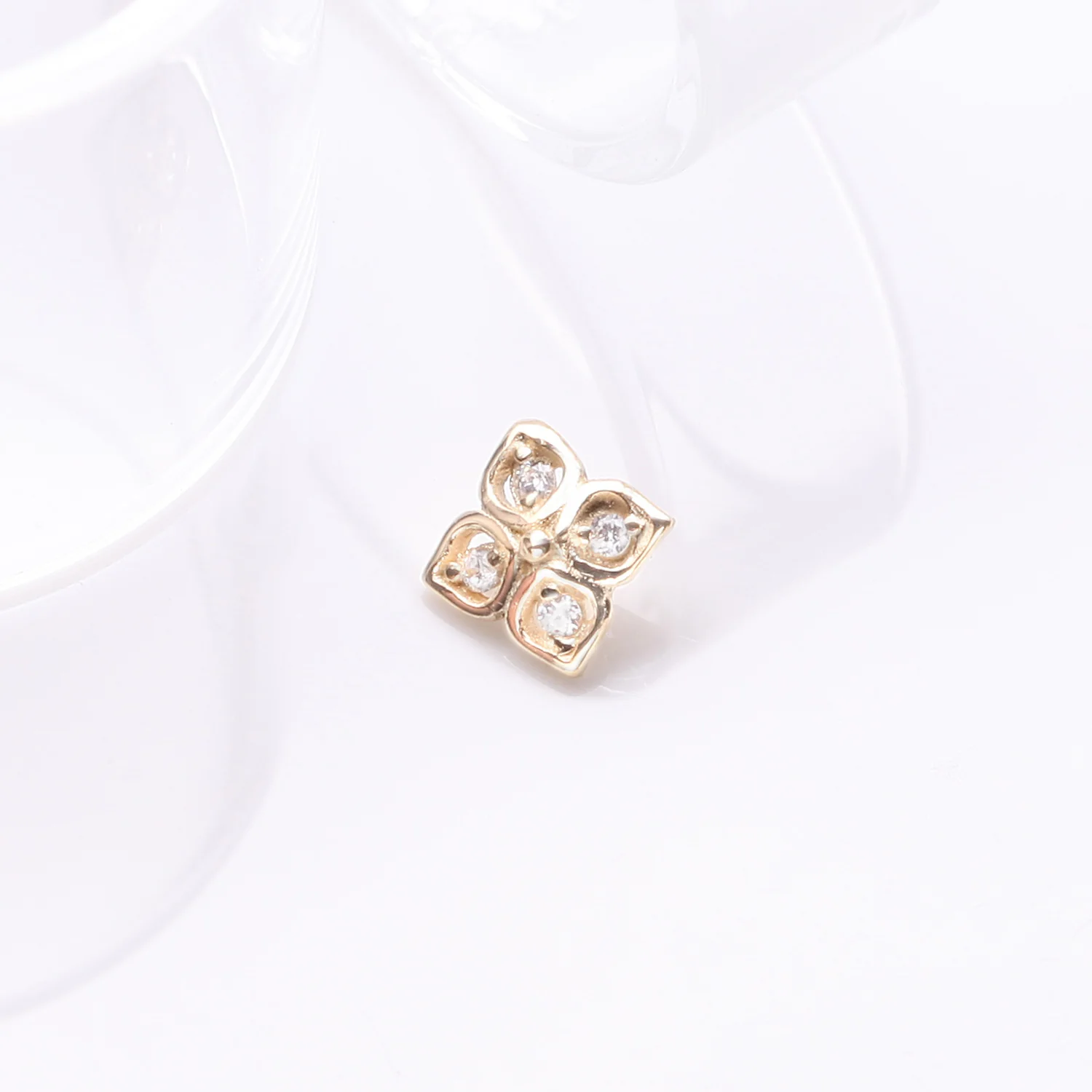 14 Karat Gold Brilliant Sparkle Frasera Flower Dermal Anchor Top Part - Image 2