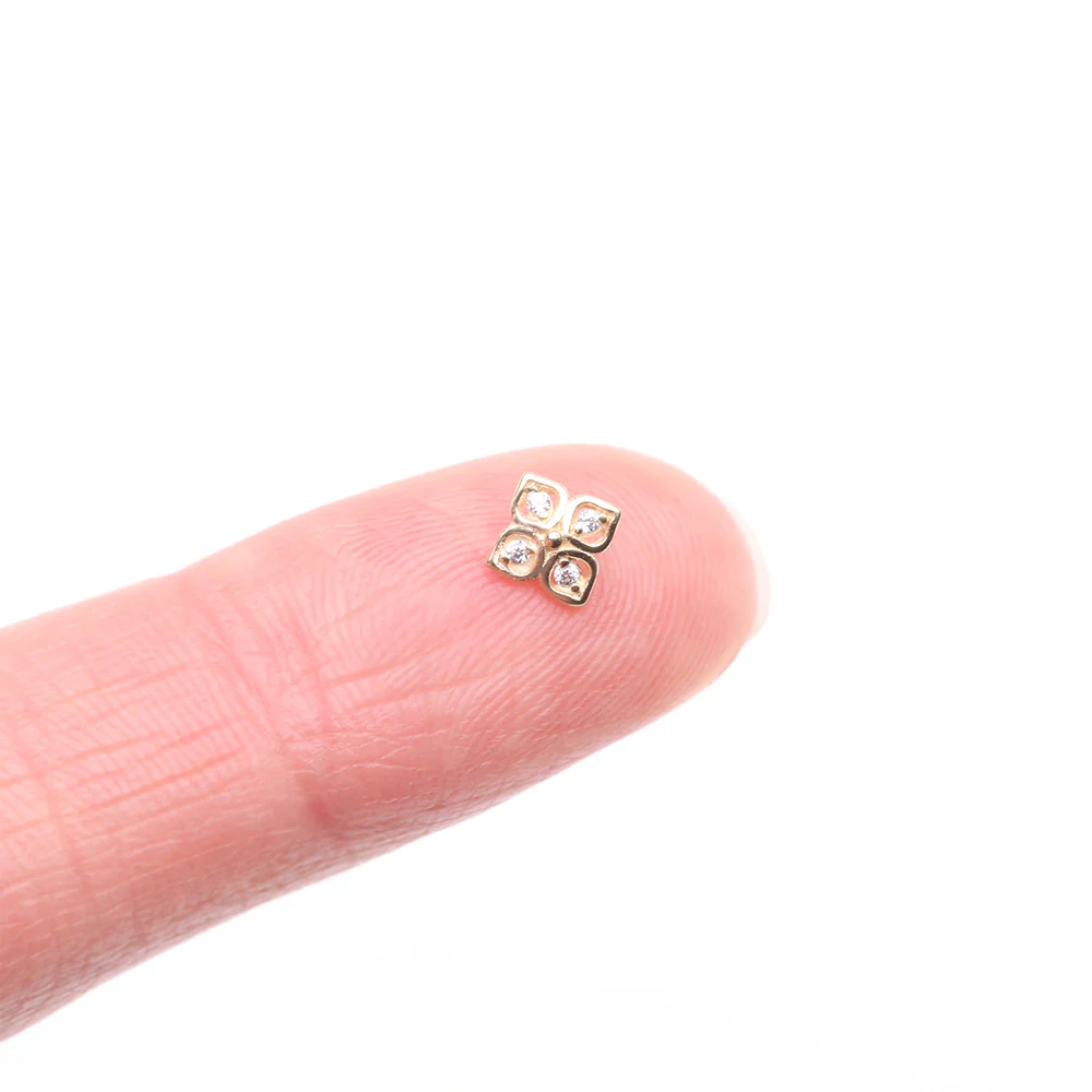 14 Karat Gold Brilliant Sparkle Frasera Flower Dermal Anchor Top Part - Image 3