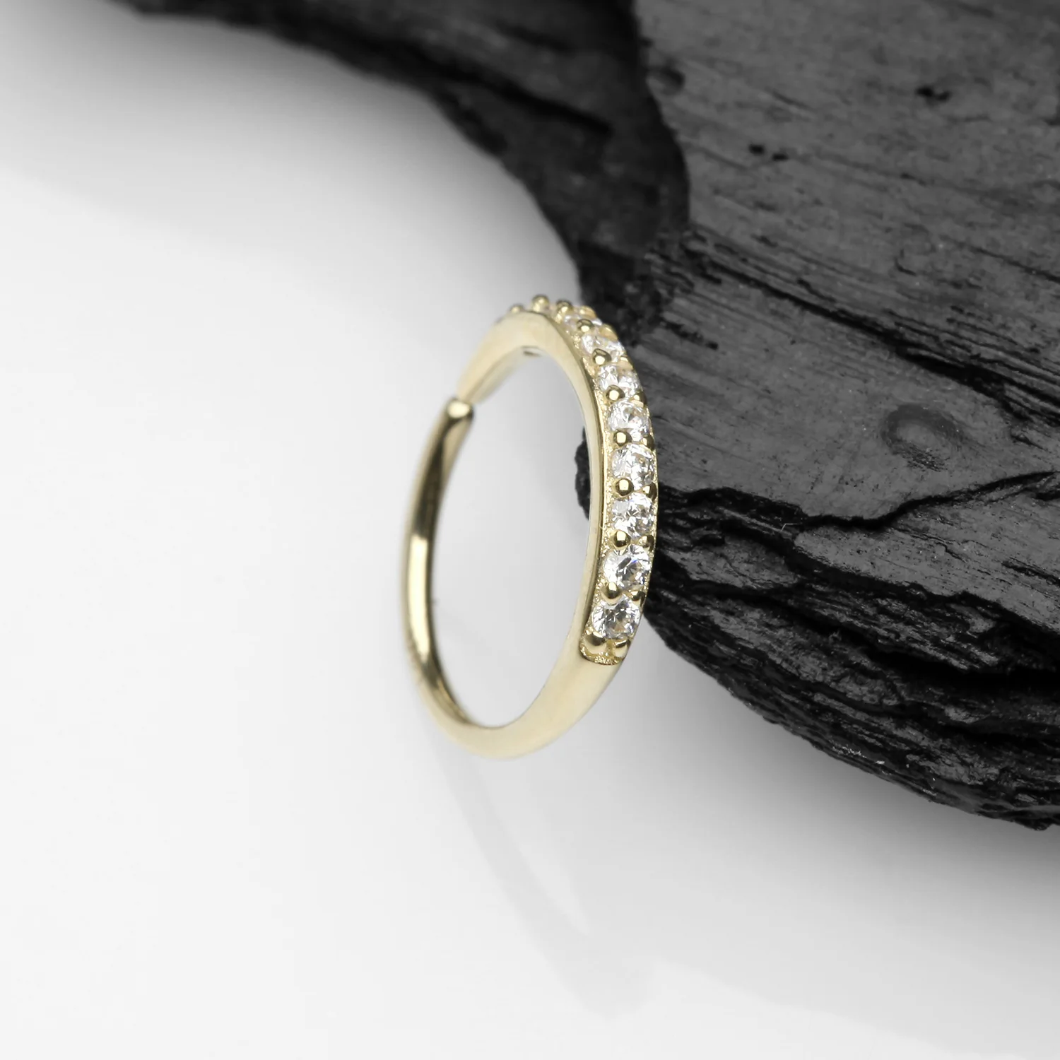 14 Karat Gold Brilliant Sparkle Lined Multi-Gem Bendable Hoop Ring - Image 2