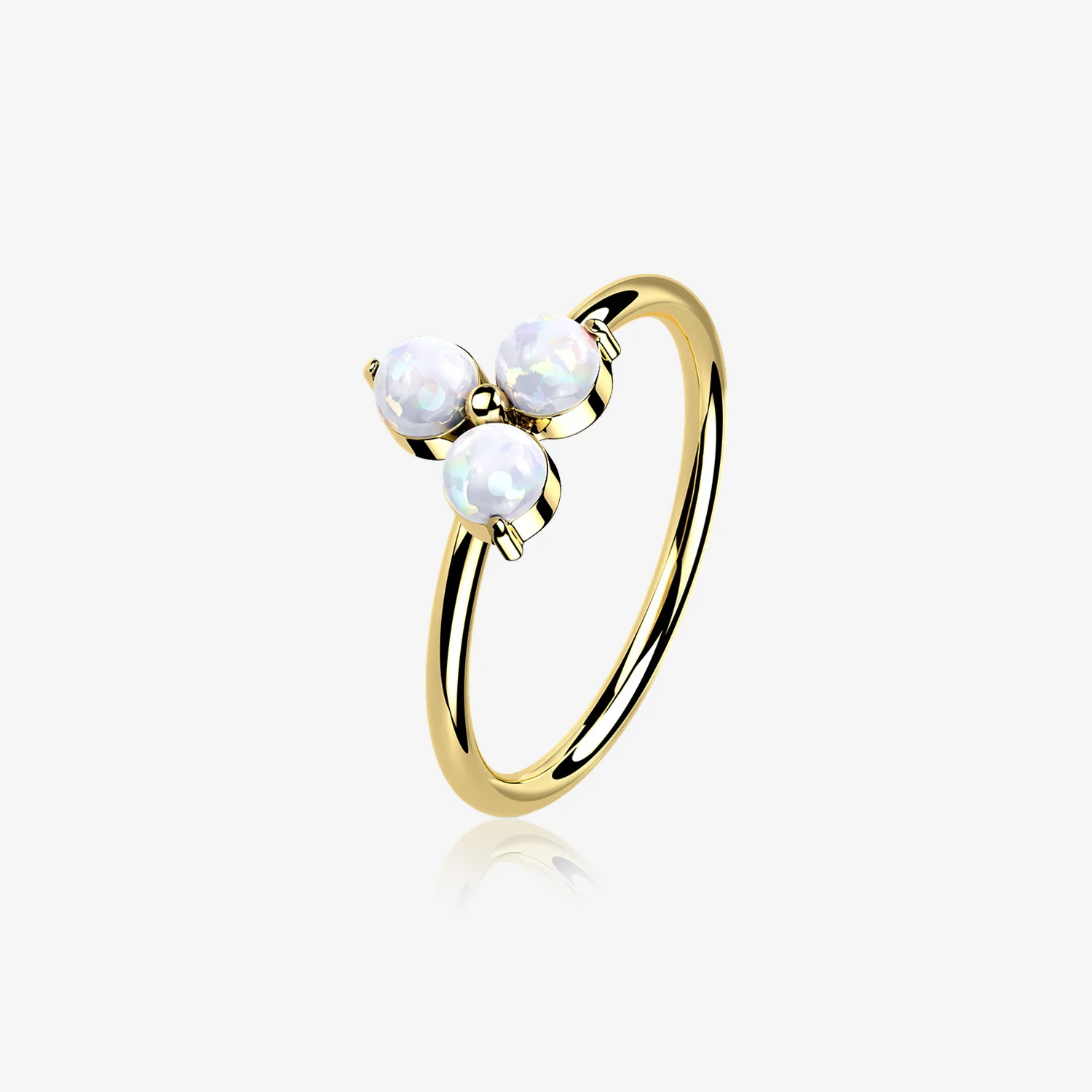 14 Karat Gold Brilliant Trinity Fire Opal Sparkle Bendable Hoop Ring