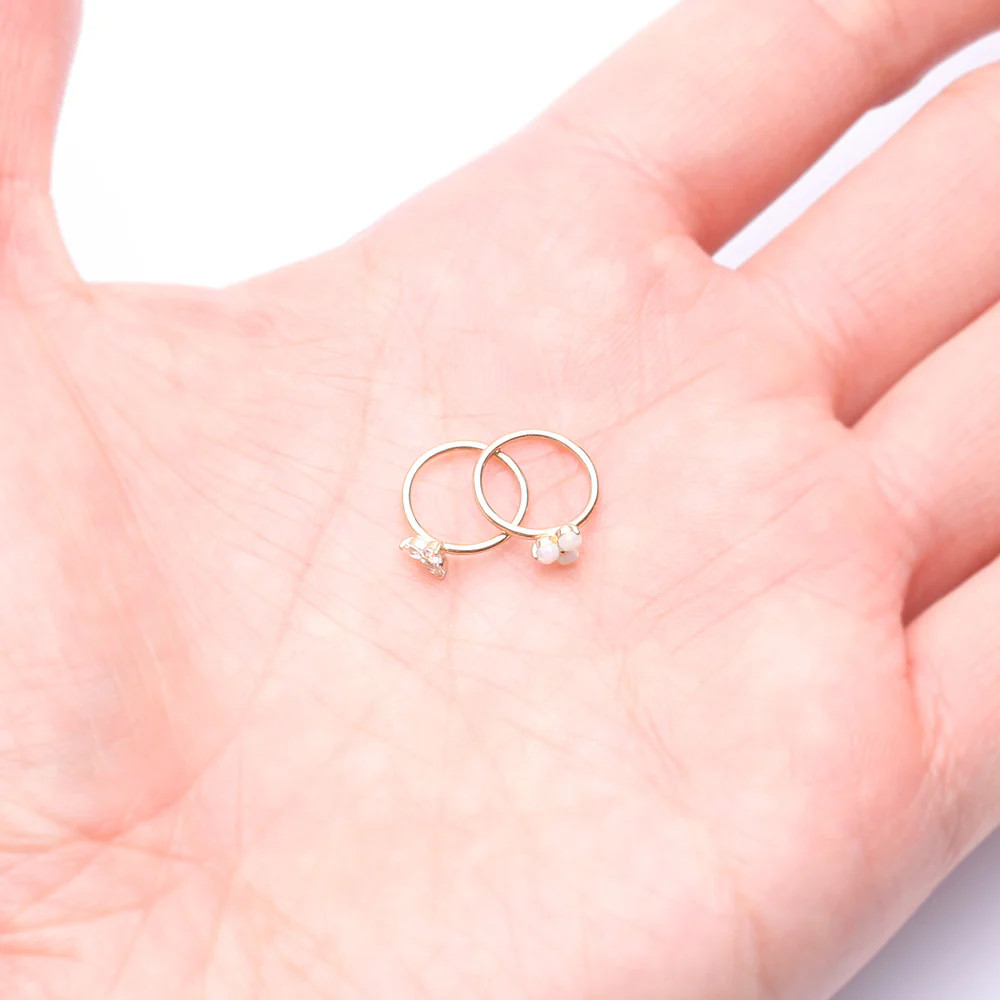 14 Karat Gold Brilliant Trinity Fire Opal Sparkle Bendable Hoop Ring - Image 4
