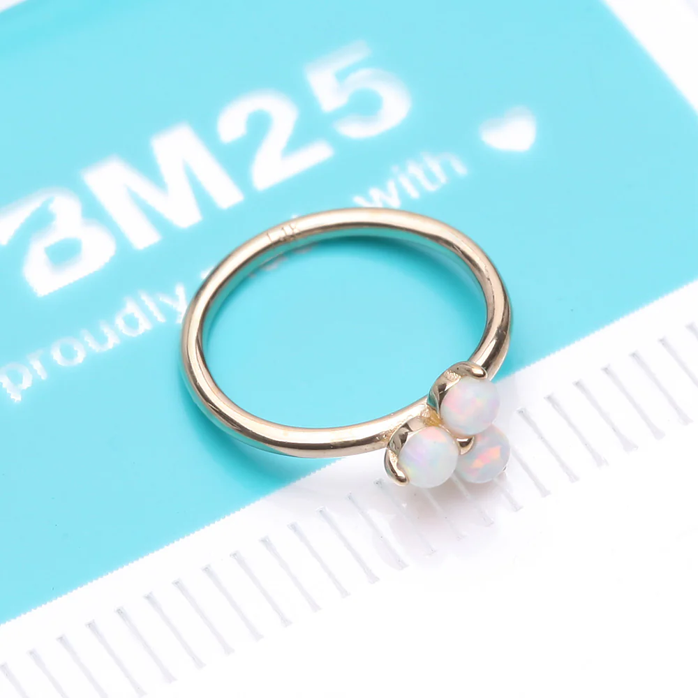 14 Karat Gold Brilliant Trinity Fire Opal Sparkle Bendable Hoop Ring - Image 5