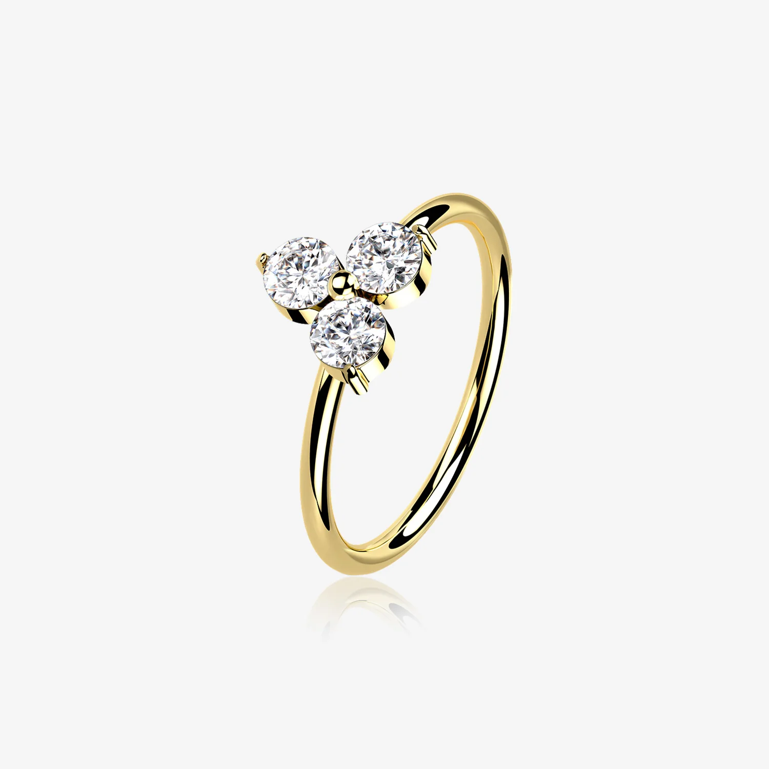 14 Karat Gold Brilliant Trinity Sparkle Bendable Hoop Ring