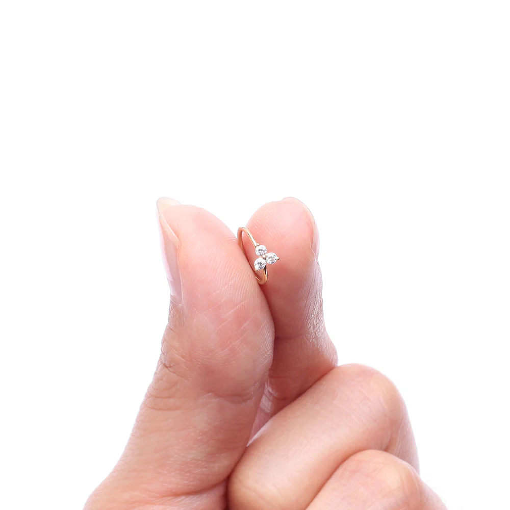 14 Karat Gold Brilliant Trinity Sparkle Bendable Hoop Ring - Image 3
