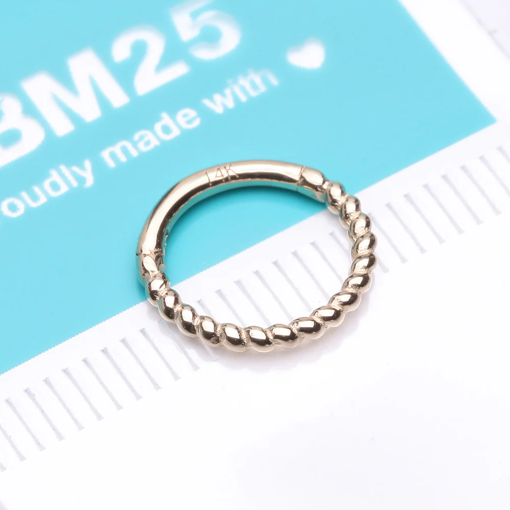 14 Karat Gold Classic Rope Clicker Hoop Ring - Image 3