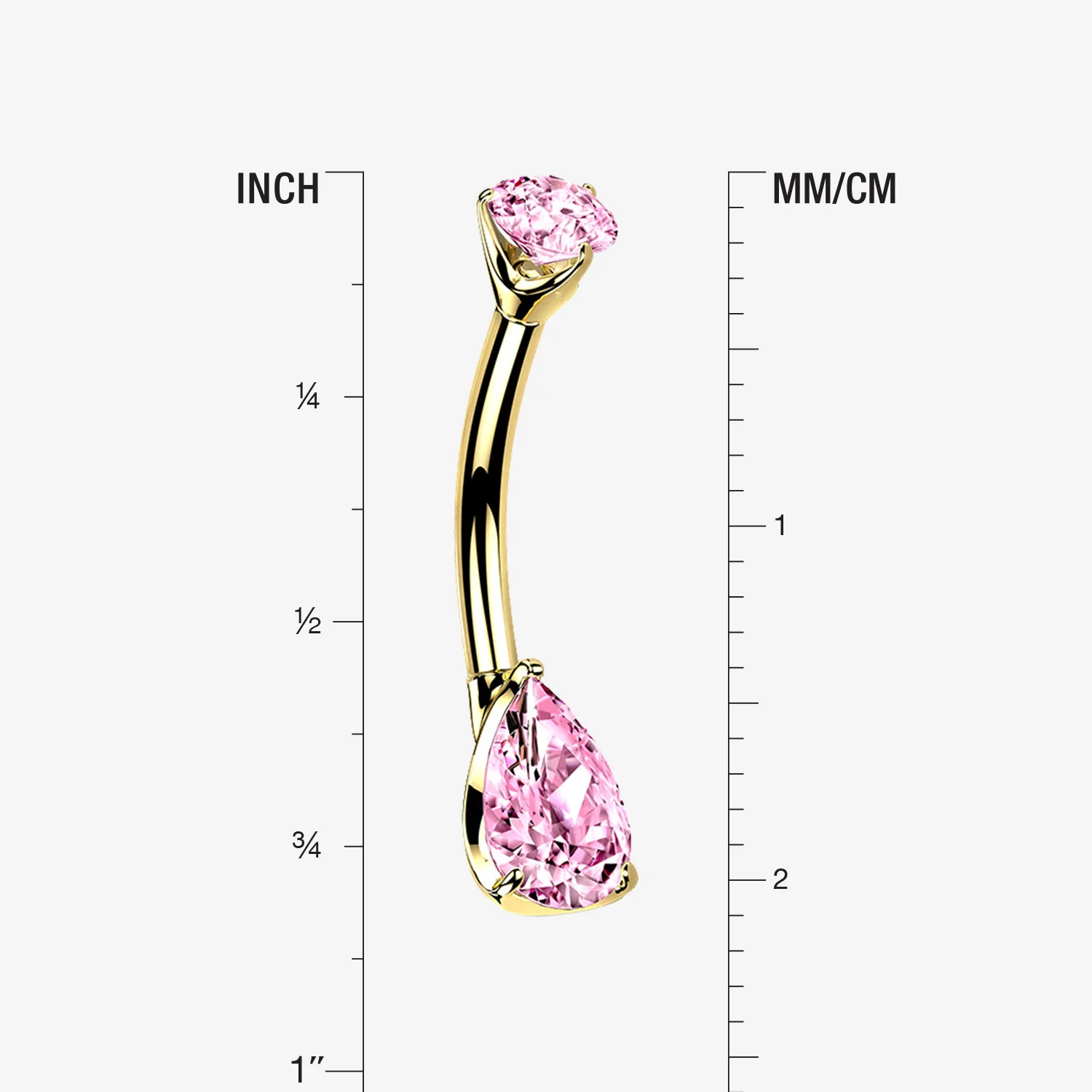 14 Karat Gold Dainty Brilliant Teardrop Sparkle Belly Button Ring - Image 2