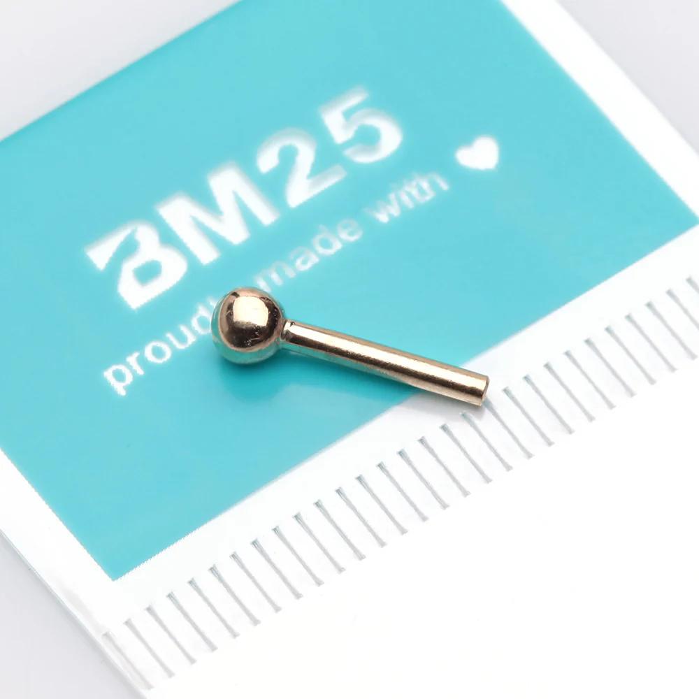 14 Karat Gold OneFit Threadless Fixed Ball End Barbell Bar Part - Image 3