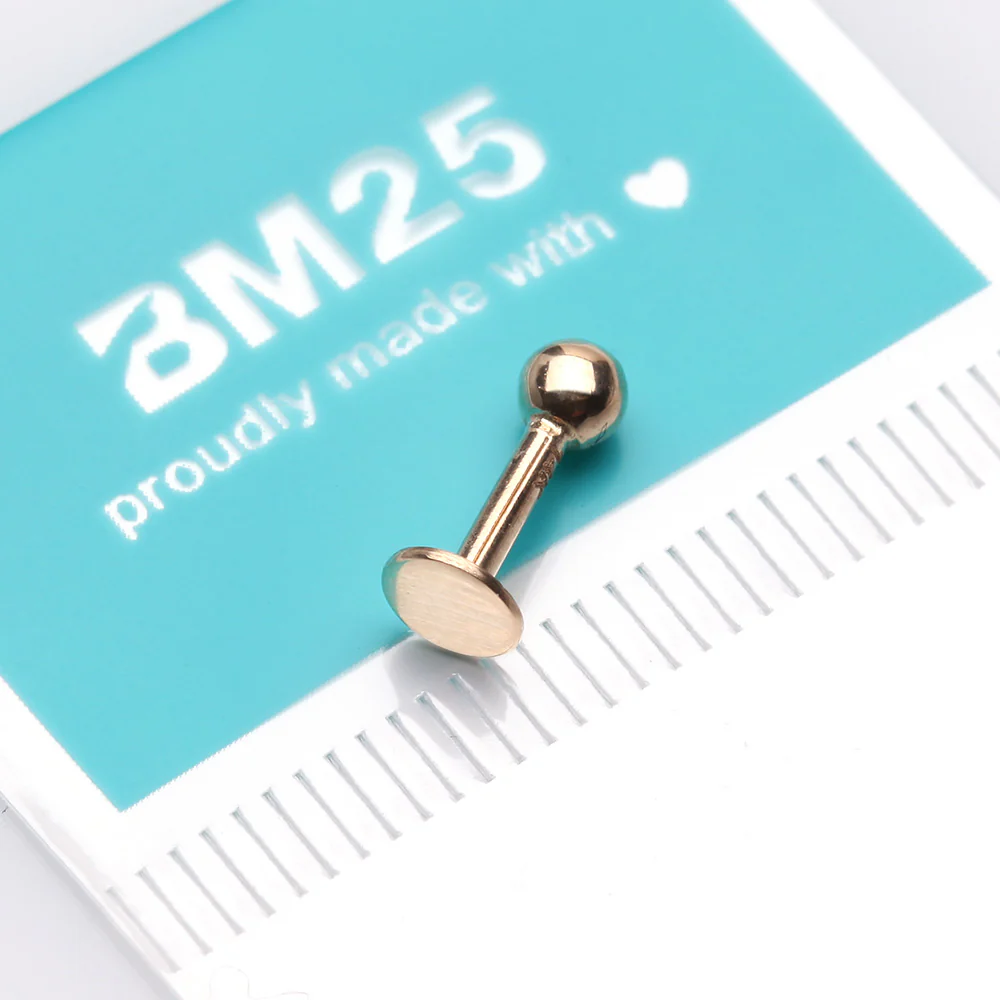 14 Karat Gold OneFit Threadless Flat Round Top Cartilage Barbell* - Image 4