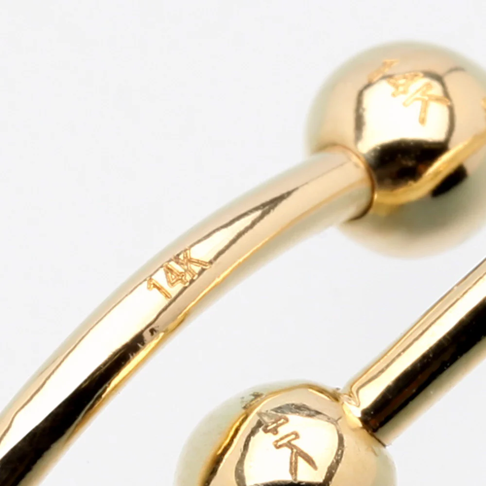 14 Karat Gold OneFit Threadless Flat Round Top Flat Back Stud Labret - Image 5