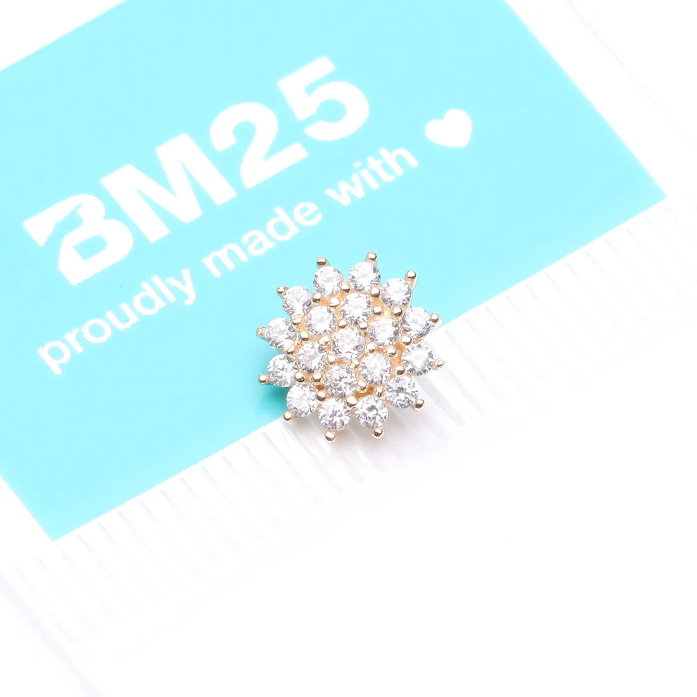 14 Karat Gold Grand Sparkle Flower Dermal Anchor Top - Image 5
