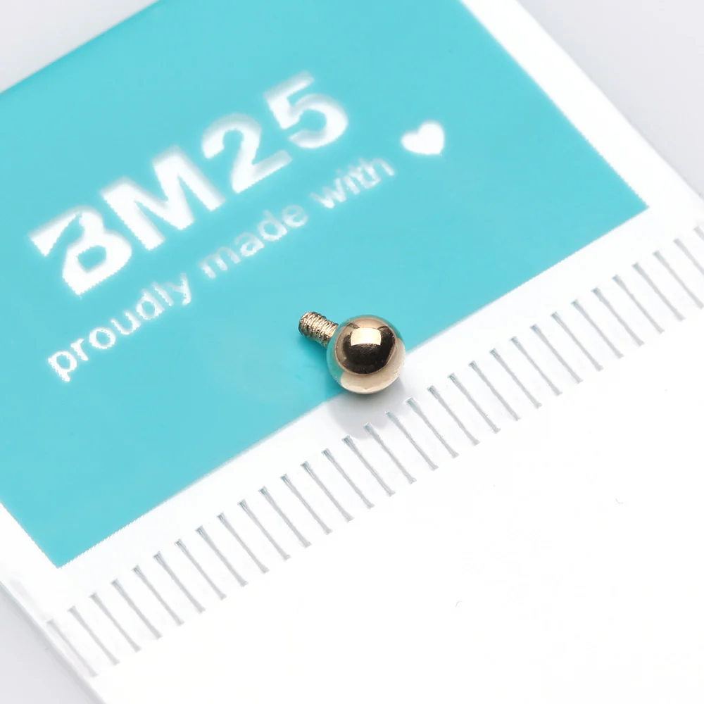 14 Karat Gold Internally Threaded Solid Ball Dermal Anchor Top Part - Image 3