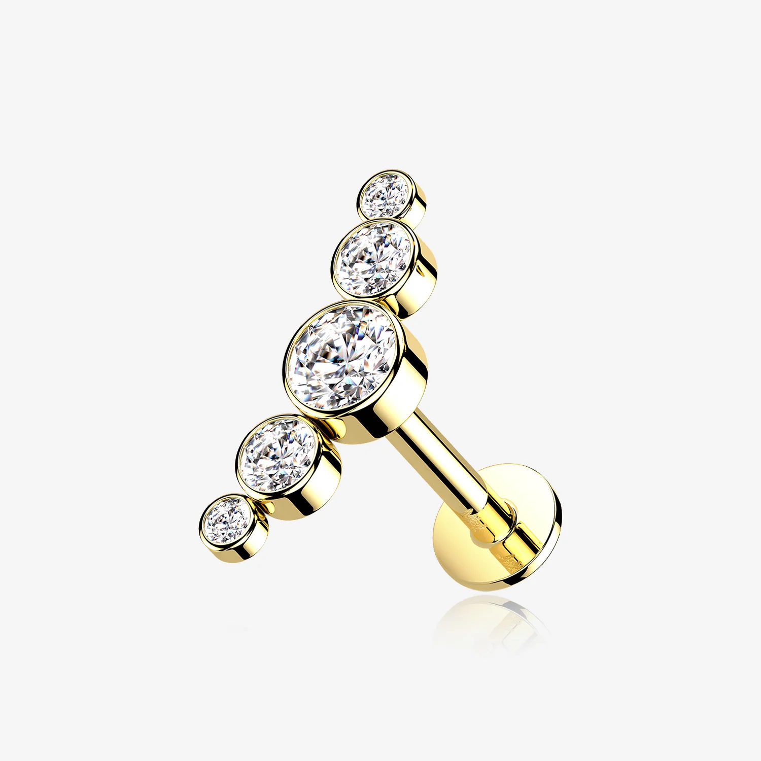 14 Karat Gold OneFit Threadless Journey Bubble Sparkle Flat Back Stud Labret