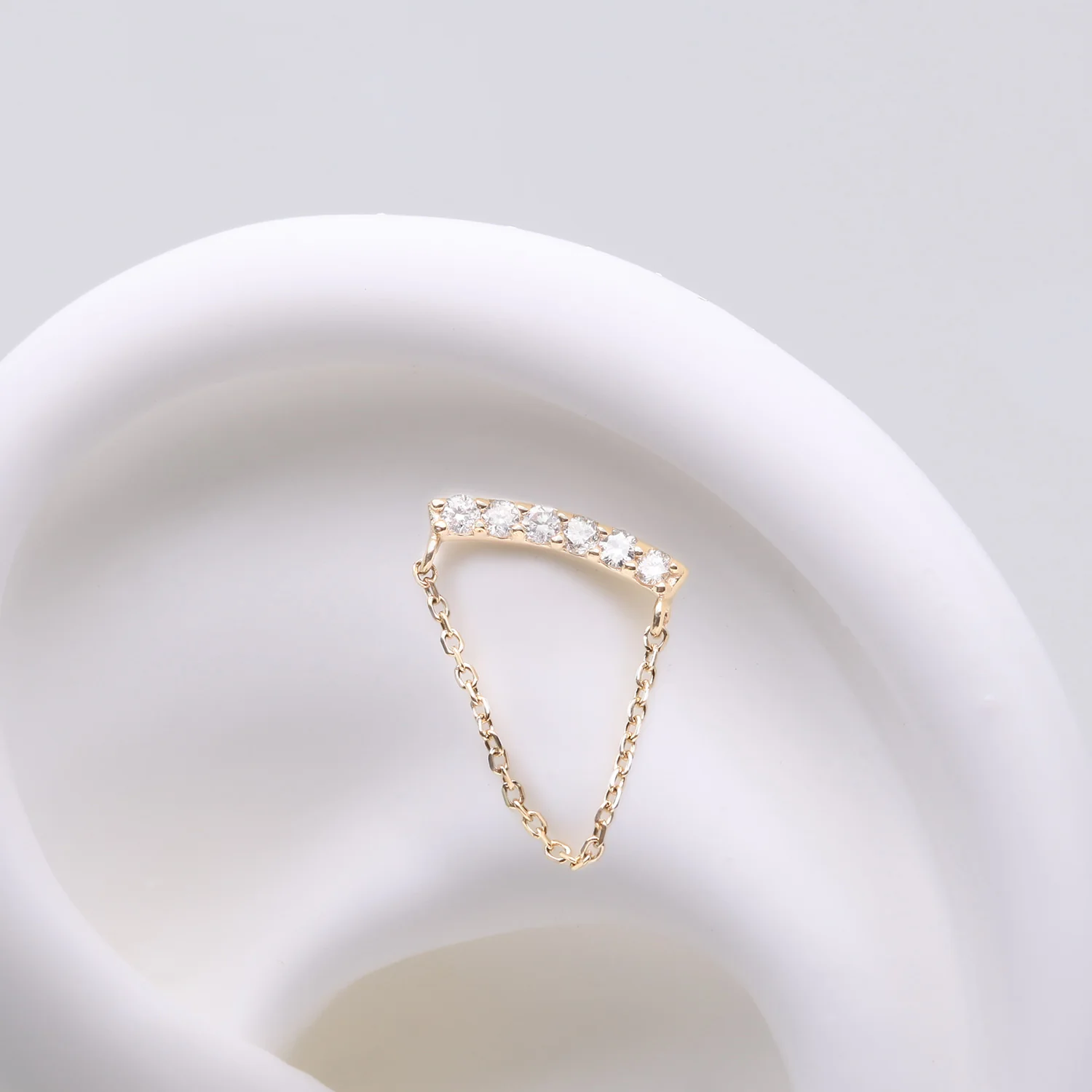 14 Karat Gold OneFit Threadless Chained Sparkle Arc Diamond Top Part - Image 2