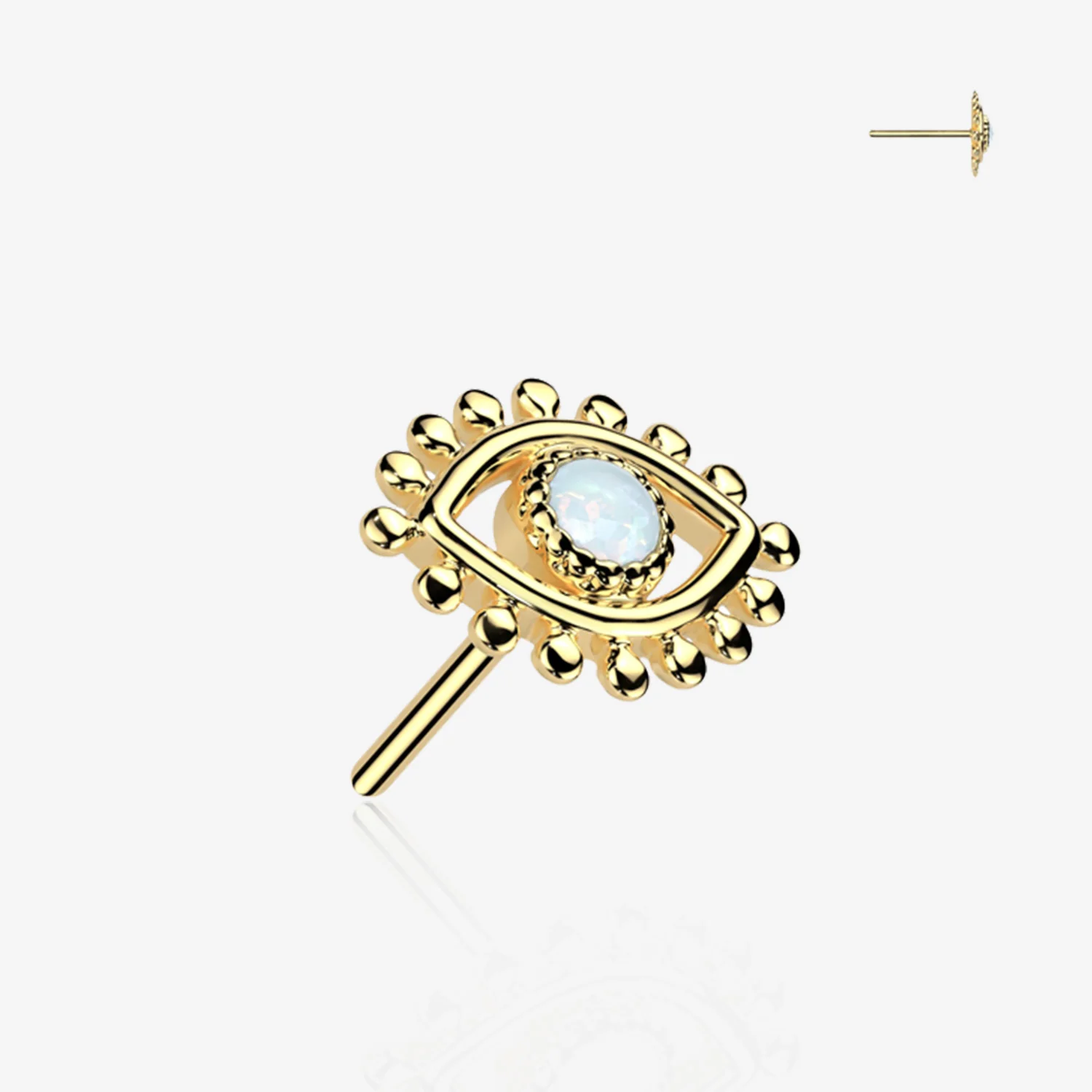 14 Karat Gold OneFit Threadless Fire Opal Evil Eye Top Part