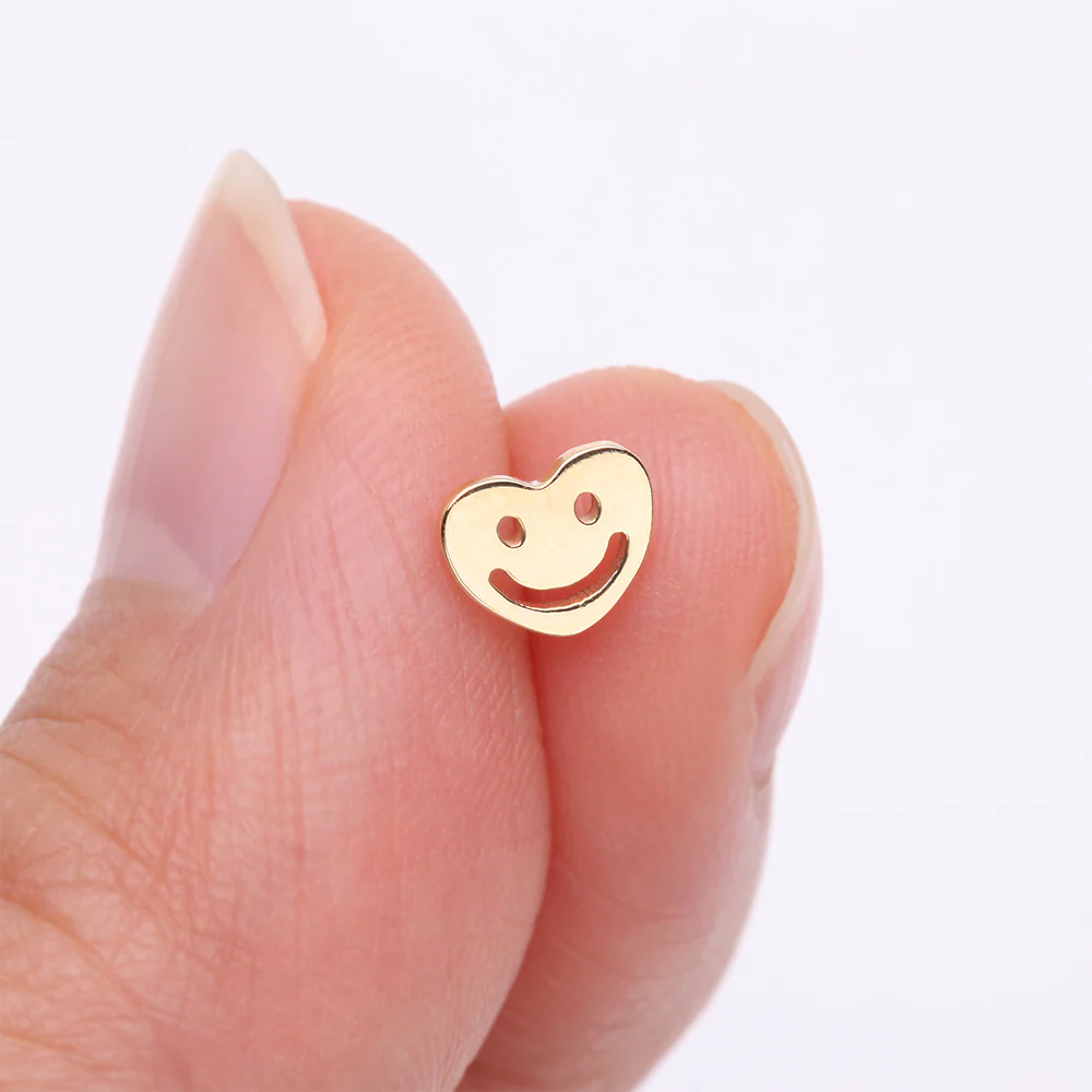 14 Karat Gold OneFit Threadless Happy Smiley Face Heart Top Part - Image 3