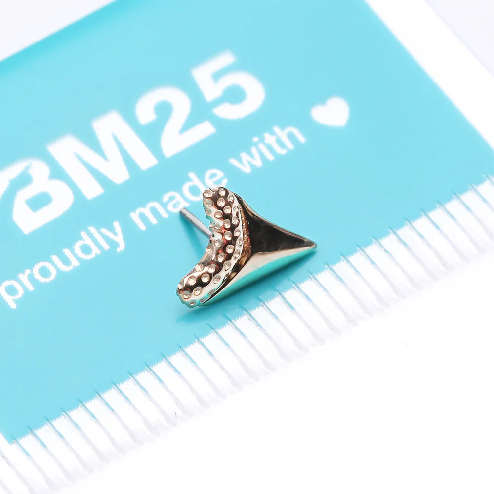 14 Karat Gold OneFit Threadless Megalodon Shark Tooth Top Part - Image 4