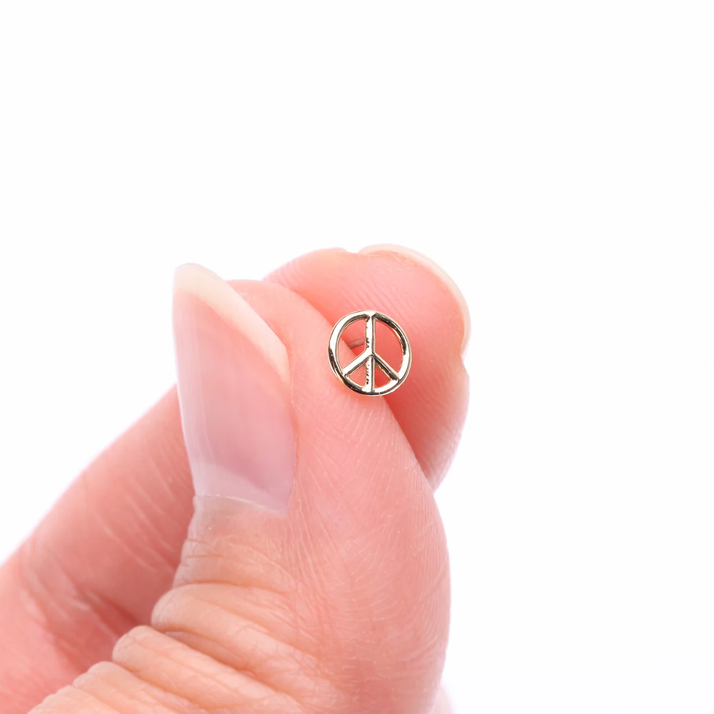 14 Karat Gold OneFit Threadless Peace Sign Top Part - Image 3