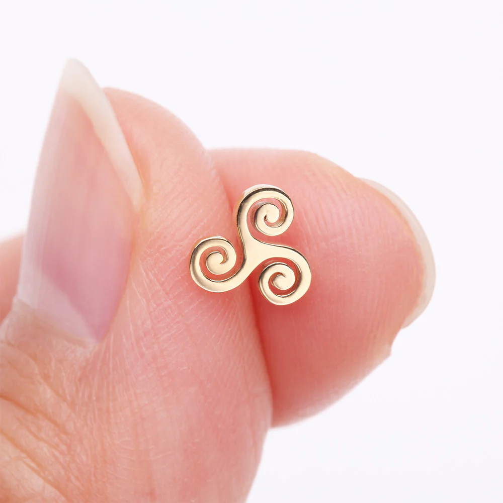 14 Karat Gold OneFit Threadless Triskelion Celtic Symbol Top Part - Image 3
