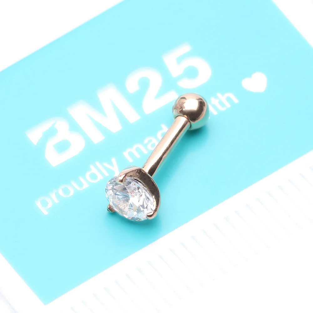 14 Karat Gold Prong Set Gem Sparkle Cartilage Tragus Barbell - Image 5