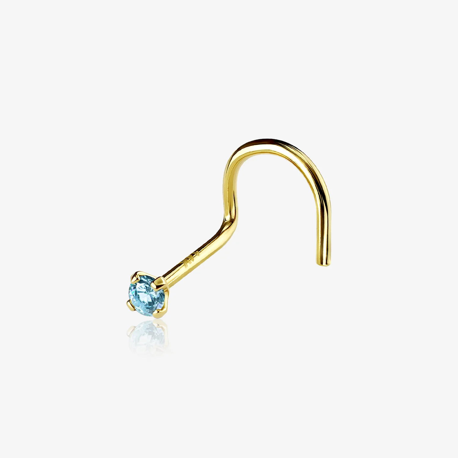 14 Karat Gold Prong Set Gem Sparkle Nose Screw Ring
