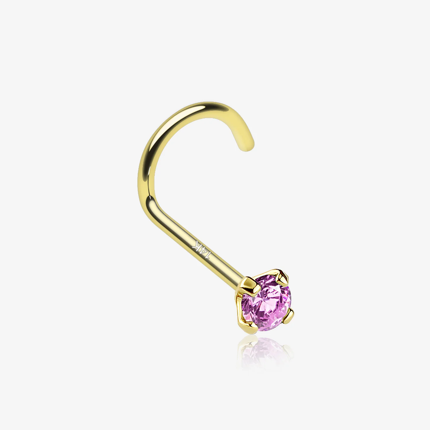 14 Karat Gold Prong Set Gem Sparkle Nose Screw Ring