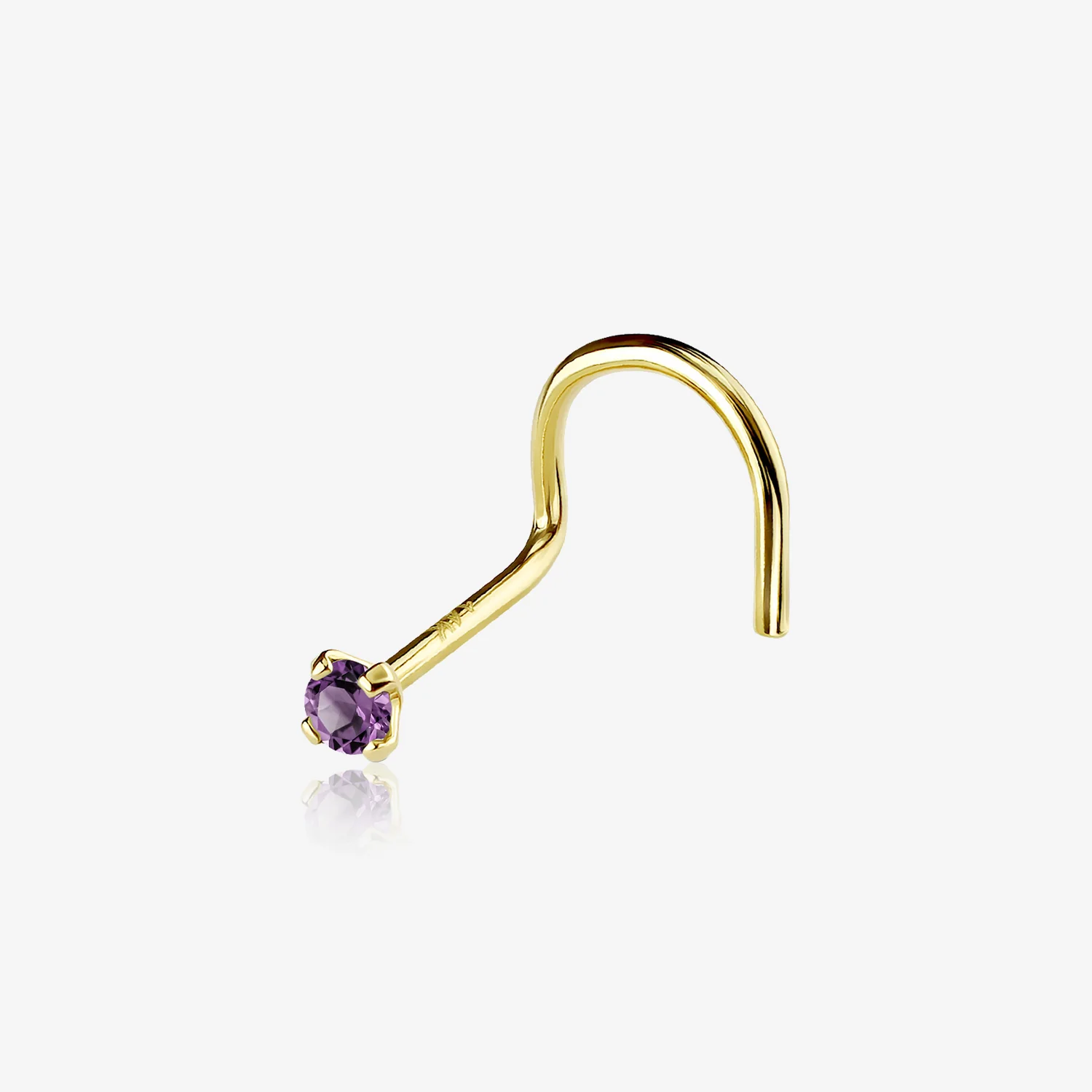 14 Karat Gold Prong Set Gem Sparkle Nose Screw Ring
