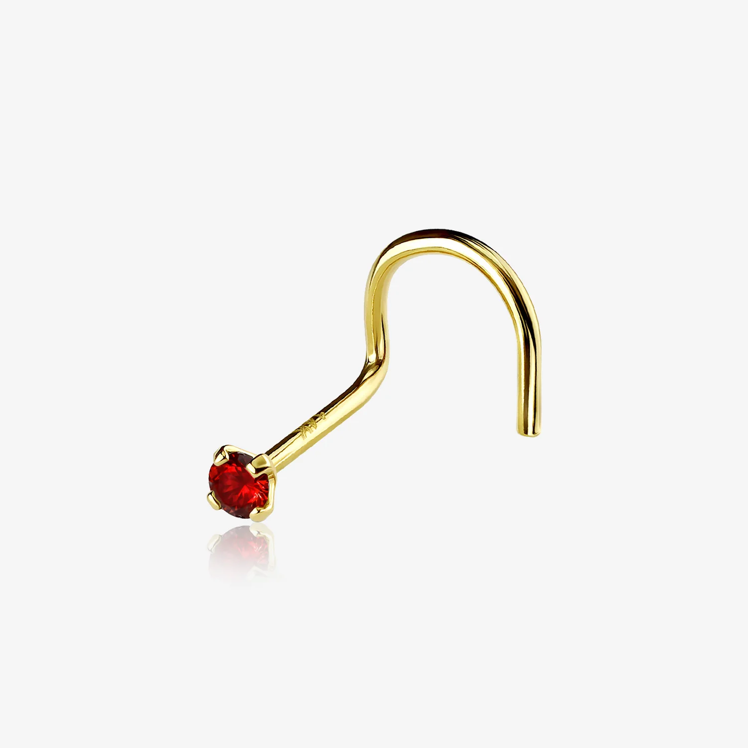 14 Karat Gold Prong Set Gem Sparkle Nose Screw Ring