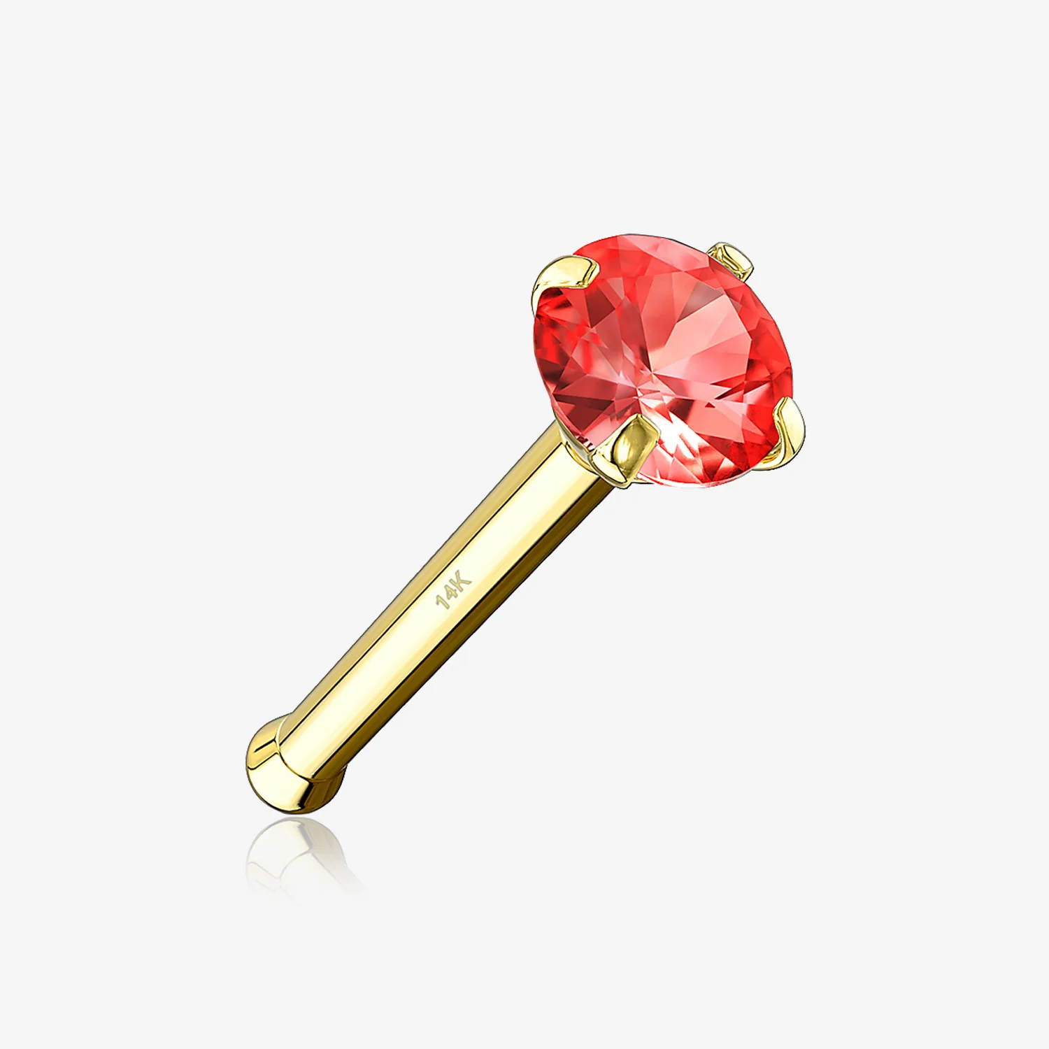 14 Karat Gold Prong Set Gem Top Nose Stud Ring