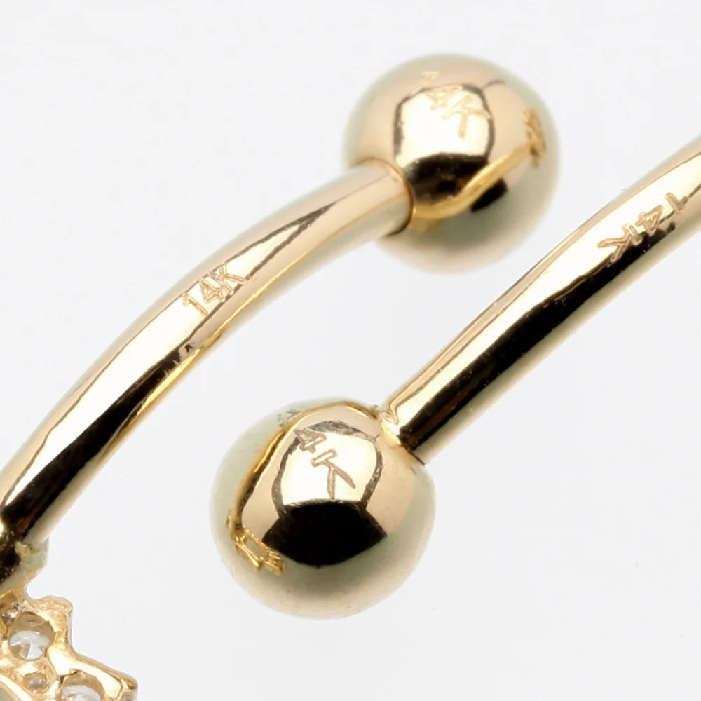 14 Karat Gold Prong Set Heart Gem Sparkle Curved Barbell - Image 3