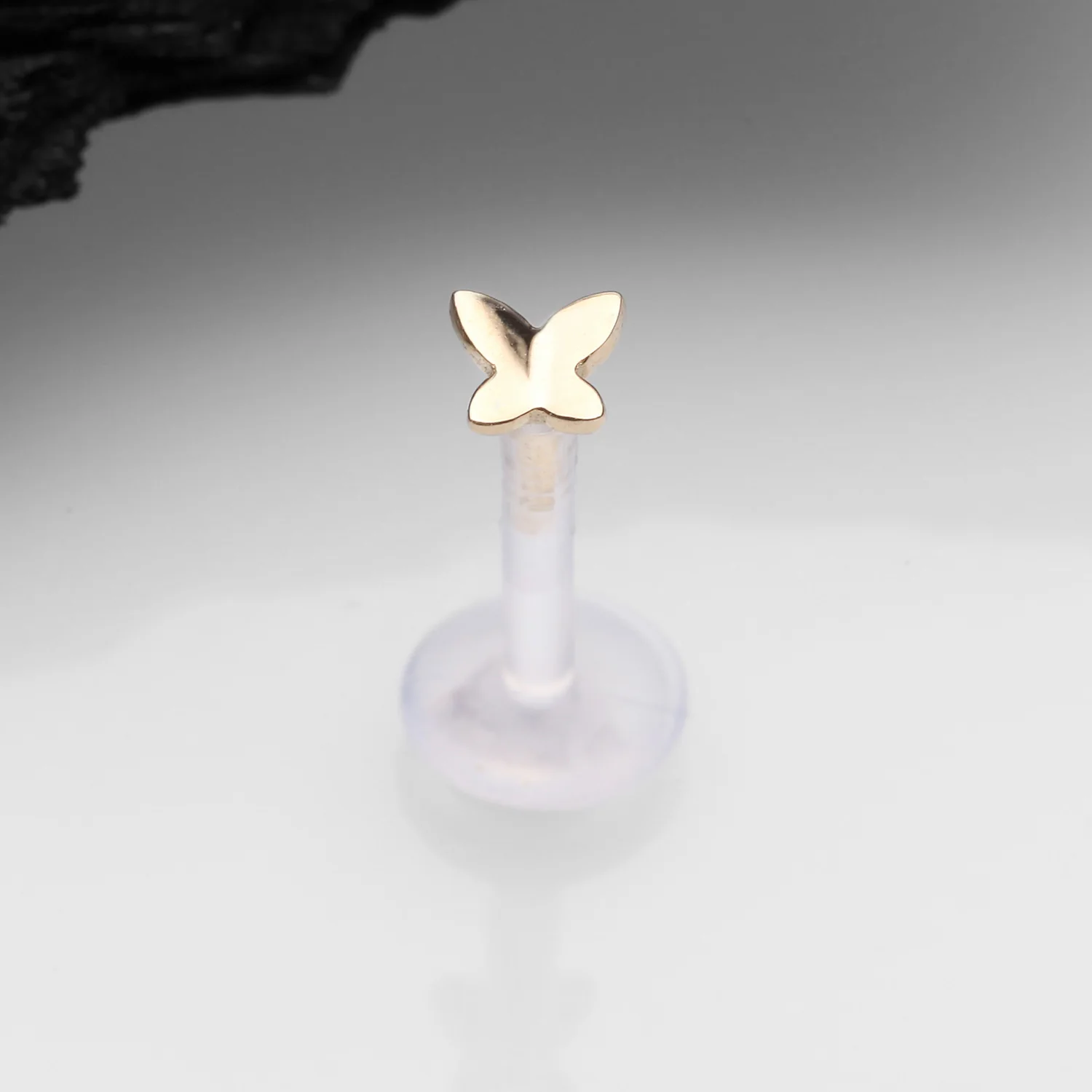 14 Karat Gold Push-In Dainty Butterfly Top Bio-Flex Labret - Image 2