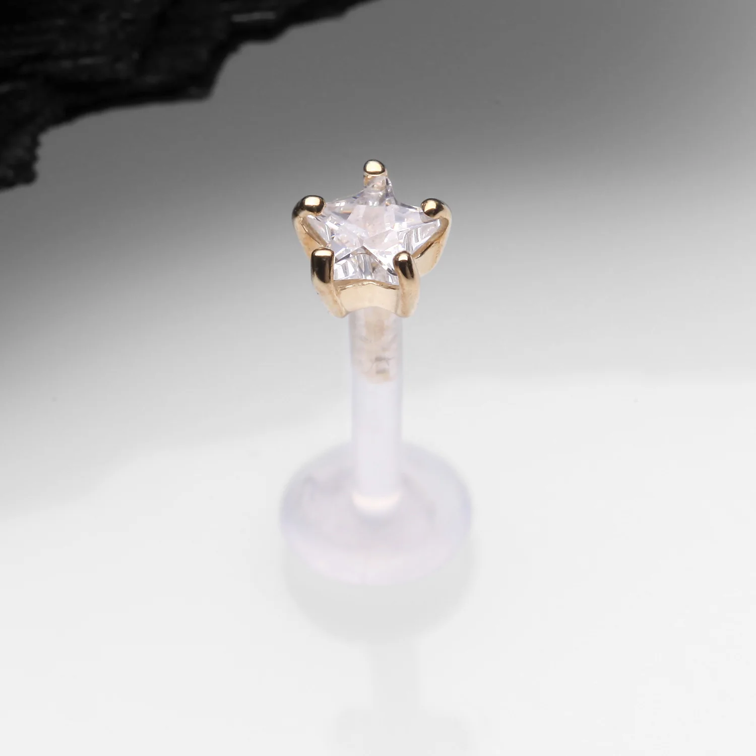 14 Karat Gold Push-In Prong Set Star Gem Top Bio-Flex Labret - Image 2