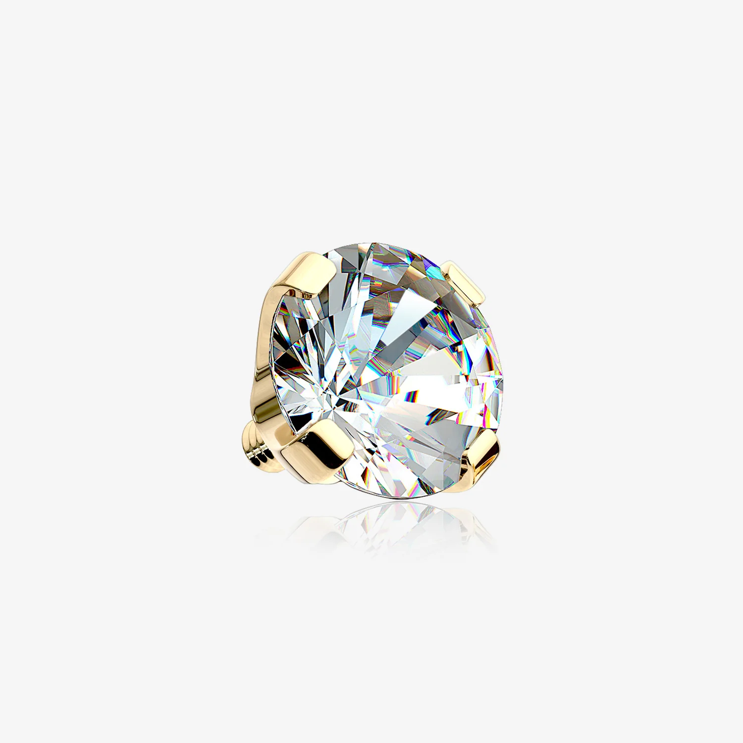 14 Karat Gold Round Prong Set Gem Dermal Anchor Top Part