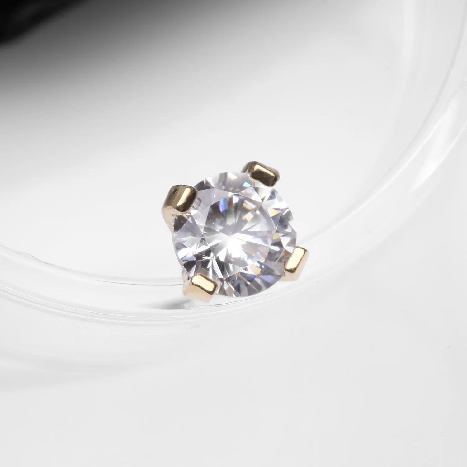 14 Karat Gold Round Prong Set Gem Dermal Anchor Top Part - Image 2