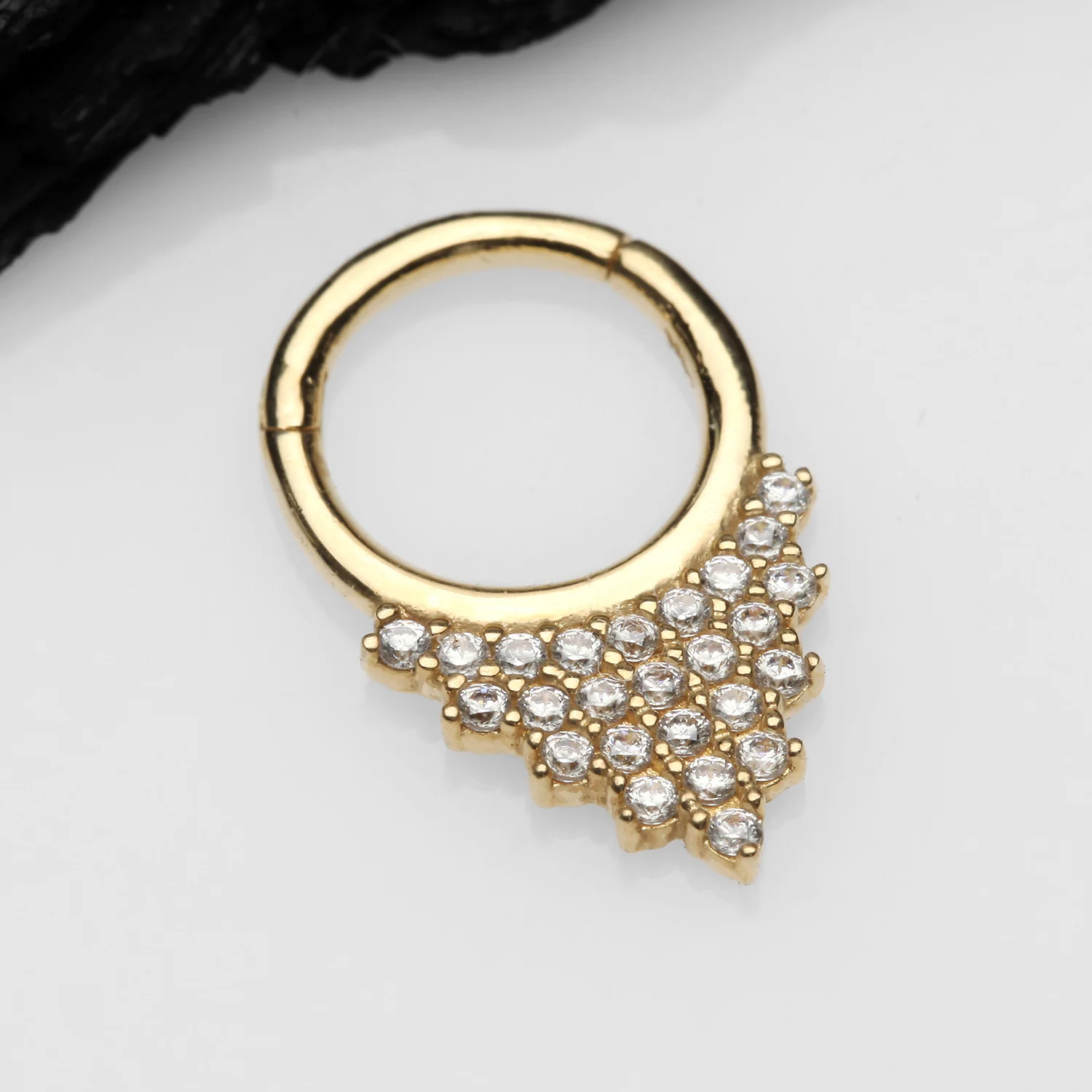 14 Karat Gold Shimmering Sparkles Array Seamless Clicker Hoop Ring - Image 2