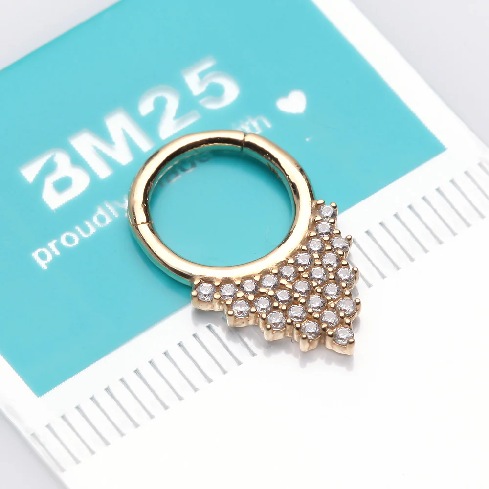 14 Karat Gold Shimmering Sparkles Array Seamless Clicker Hoop Ring - Image 3