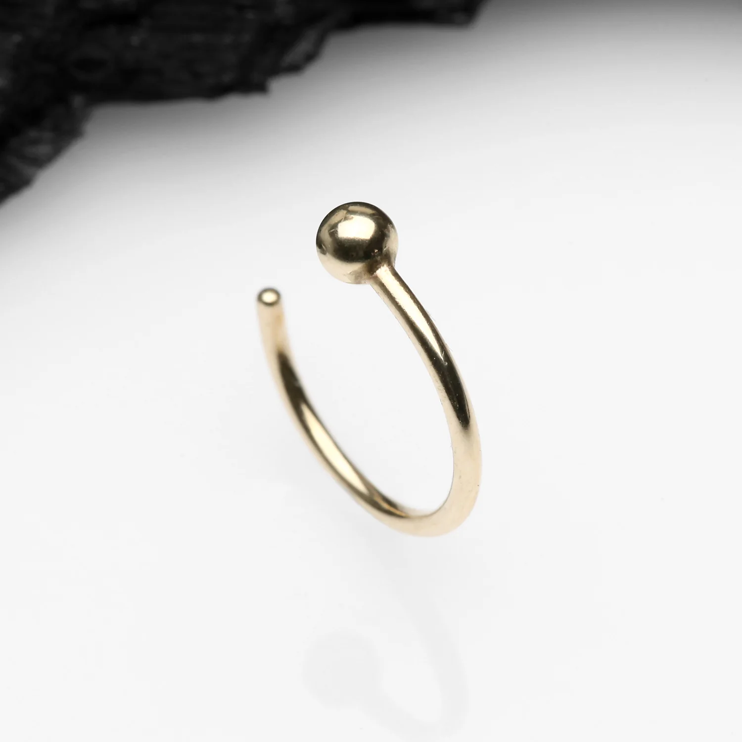 14 Karat Gold Solid Ball End Nose Hoop Ring - Image 2