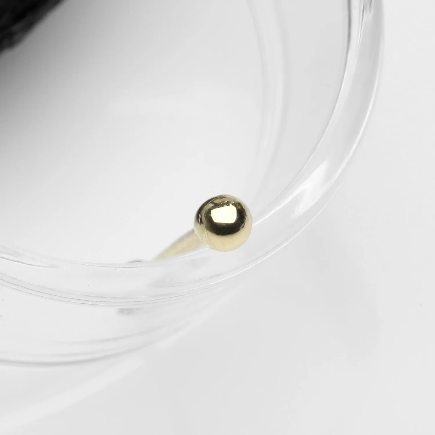 14 Karat Gold Solid Ball Top Nose Stud Ring - Image 2