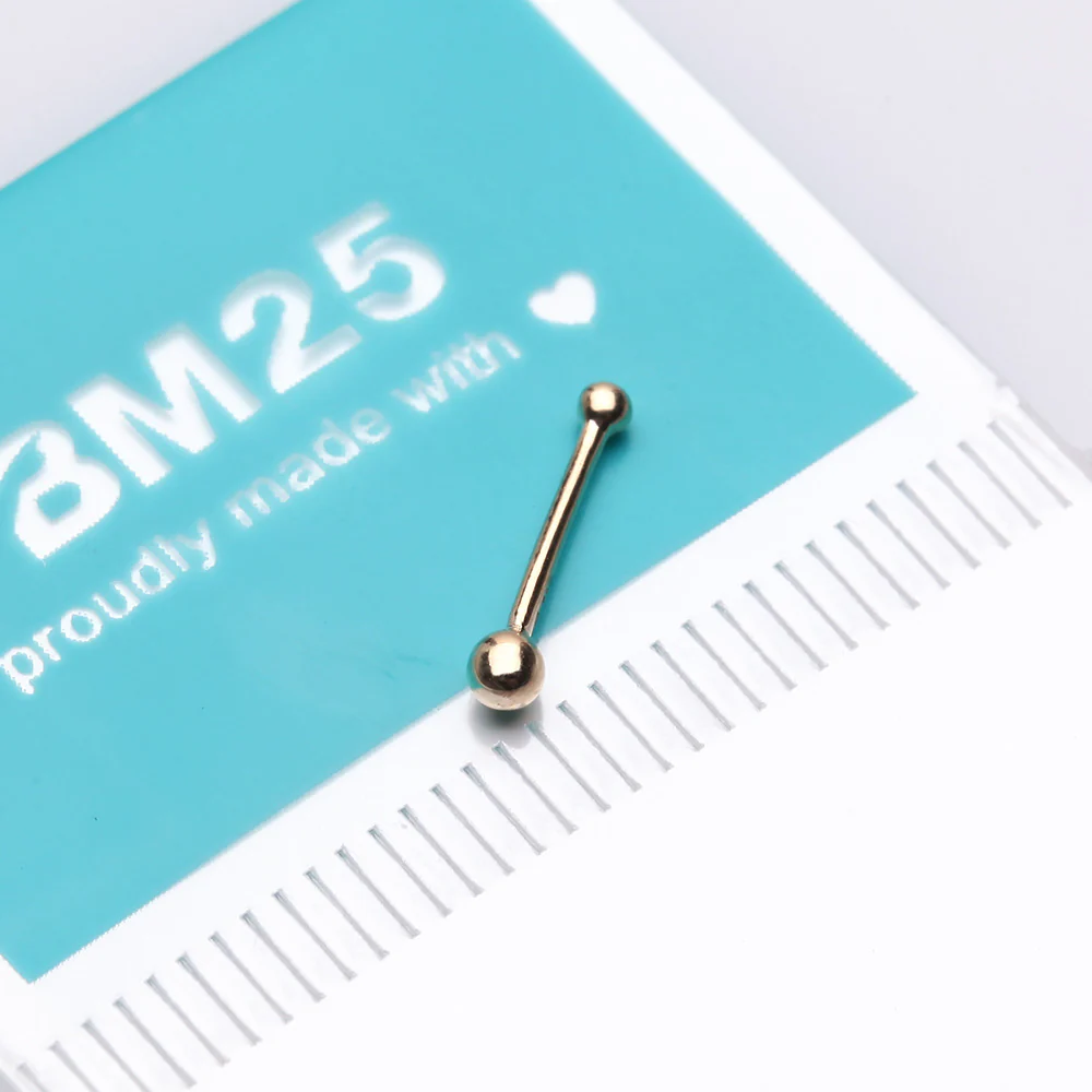 14 Karat Gold Solid Ball Top Nose Stud Ring - Image 3