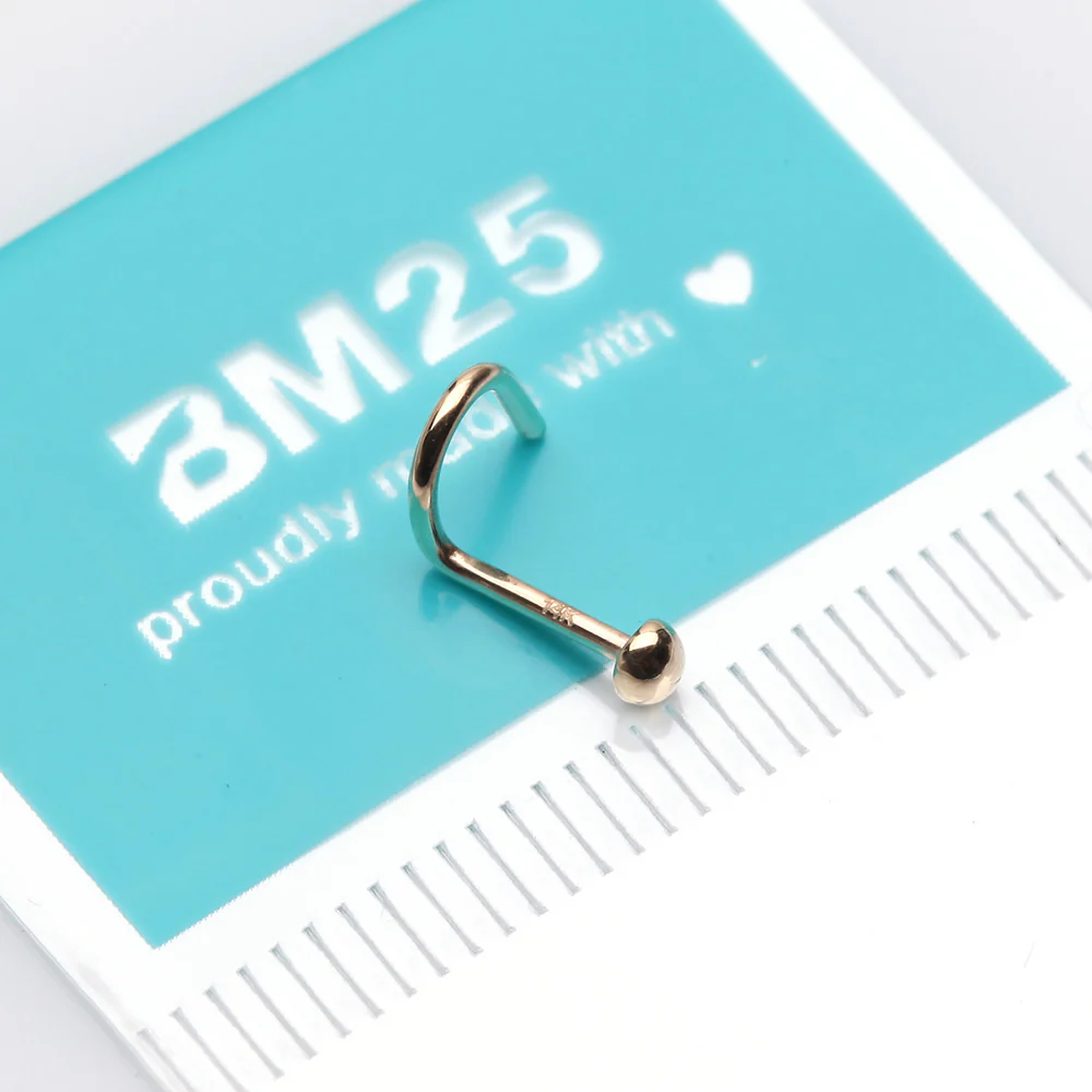 14 Karat Gold Solid Dome Top Nose Screw Ring - Image 3