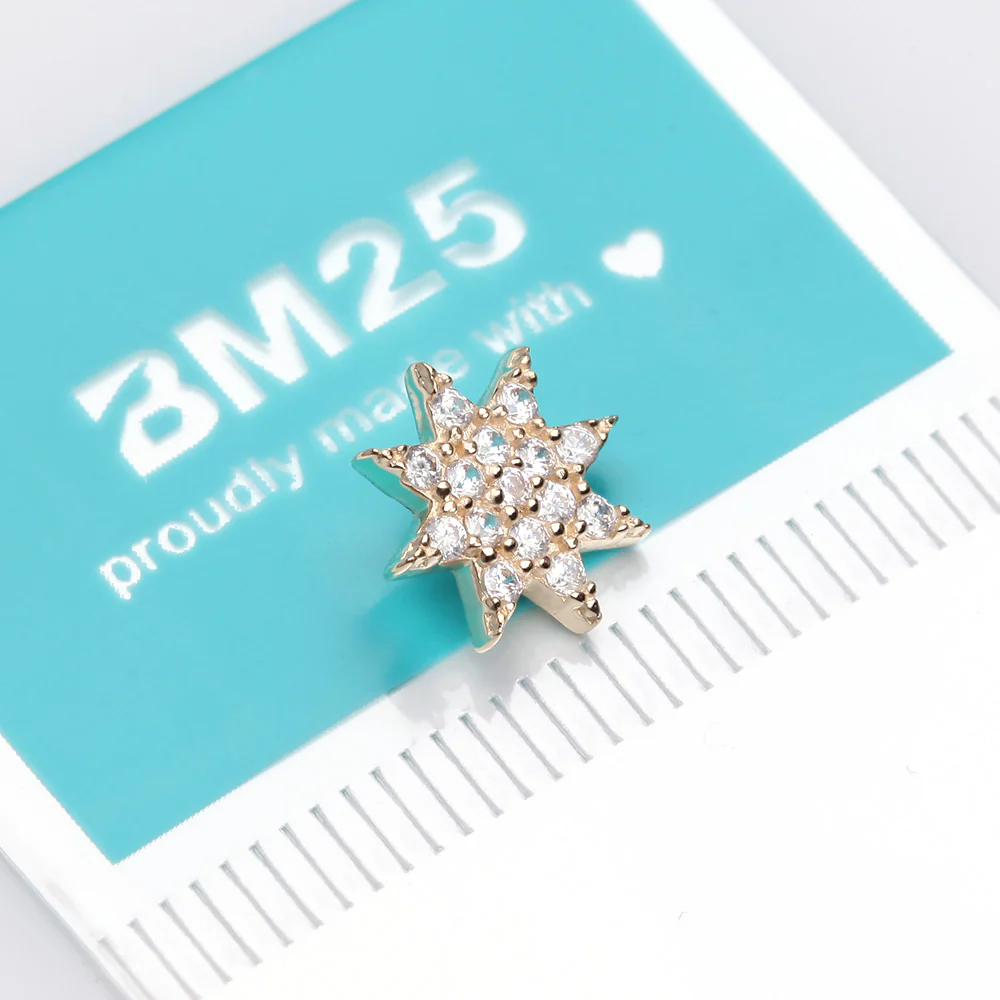 14 Karat Gold Sparkle Starburst Dermal Anchor Top Part - Image 3