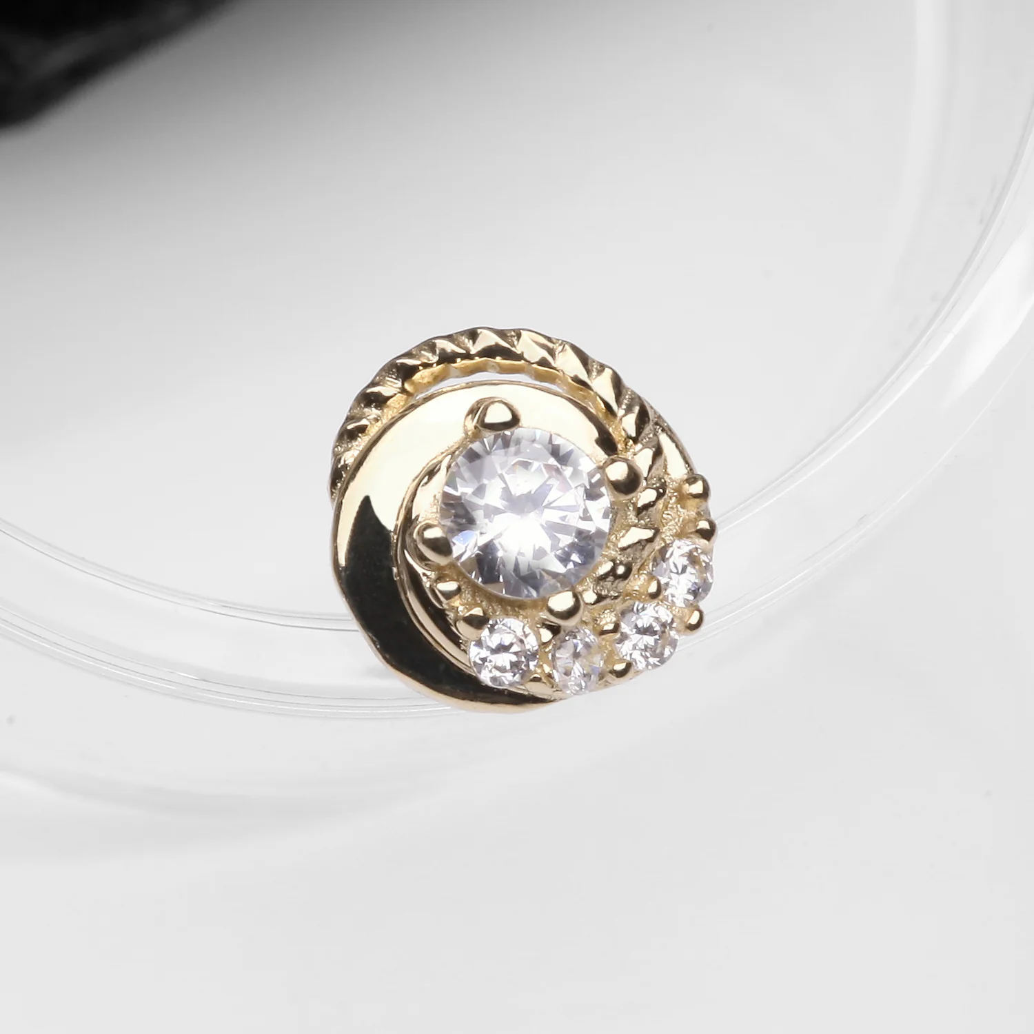 14 Karat Gold Sparkle Tiered Swirl Dermal Anchor Top Part - Image 2