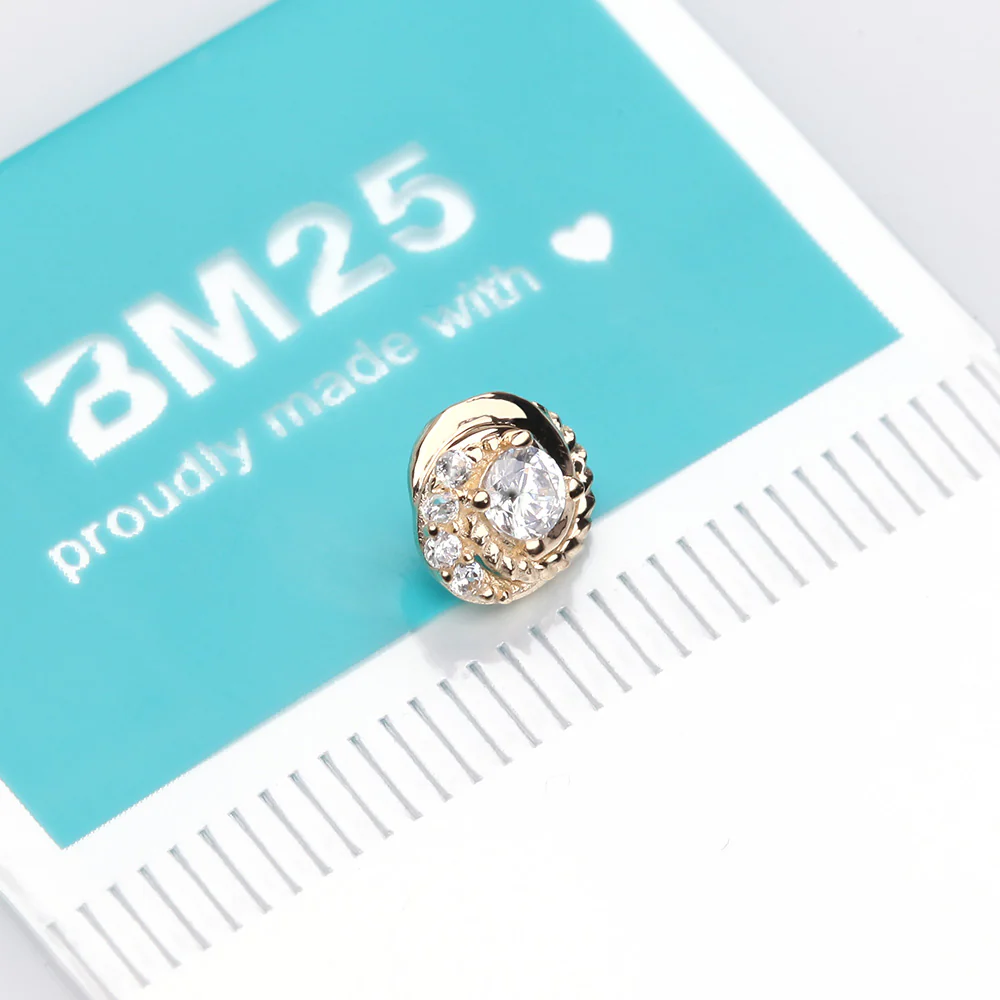 14 Karat Gold Sparkle Tiered Swirl Dermal Anchor Top Part - Image 3